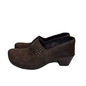 Dansko Mavis Brown Milled Nubuck Slip On Studded Comfort Clogs EU 40 /US 9.5- 10